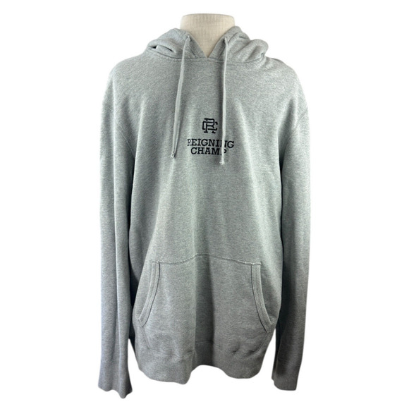 Reigning Champ Lockup Pullover Hoodie Heather Grey Spellout Sweatshirt XL *Flaw - Picture 15 of 15